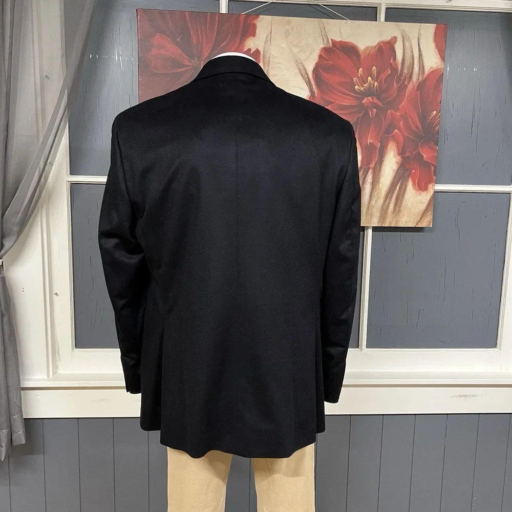 Vintage Jos A Bank Cashmere Blazer Jacket Sport Coat Mens 48L Long Black